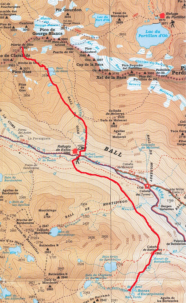 Carte_Gias.jpg - Carte à utiliser : Posets-Maladetta - éditions ALPINA  - Accès : Bénasque ; continuer vers le nord jusqu'au camping Chuisé.  4hdepuis le lac d'Escarpinosa